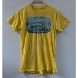 Vintage 70s / 80s Pittsburgh T-Shirt Someplace Special Yellow Size L **THRASHED*